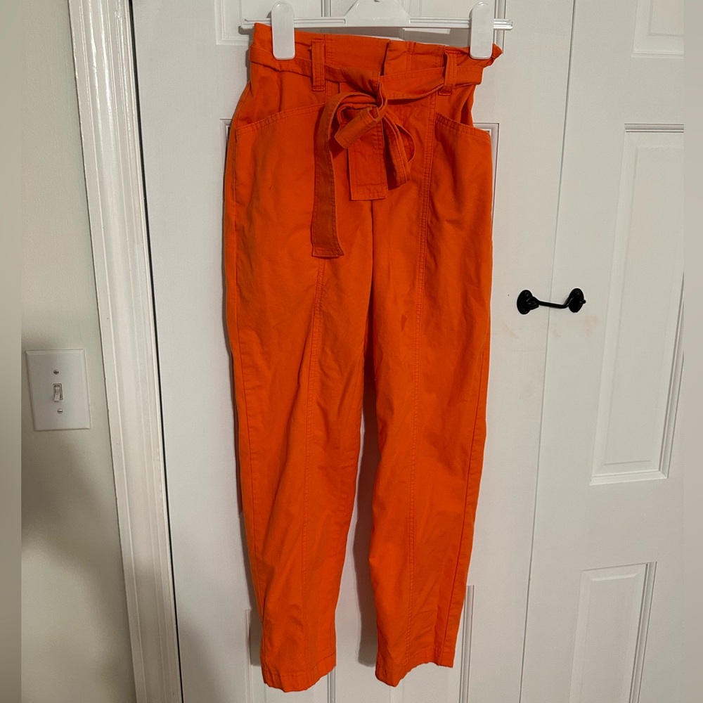 Target A New Day Orange Poplin Pants with Belt - Size S